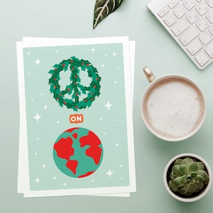 Biglietto di Natale / Biglietto elettronico per le vacanze / Biglietto stampabile / Biglietto d'auguri / Biglietto vuoto / Ornamento / Biglietto della pace / Pace sulla terra / DOWNLOAD IMMEDIATO