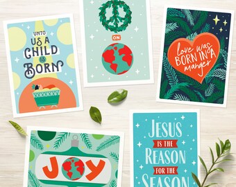 Christian Christmas Card Set: Holiday E-Cards, Printable Greeting Cards (Instant Download)