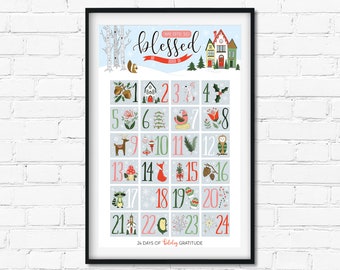 Advent Calendar | Christmas Countdown | Scandinavian Christmas | Advent Christmas Calendar | Woodland Theme | JPG | INSTANT DOWNLOAD