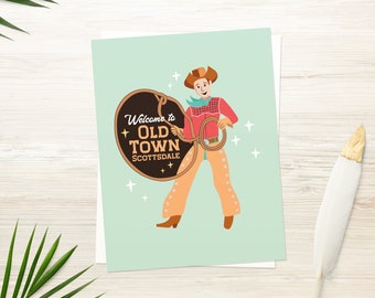 Scottsdale Cowboy Greeting Card: Arizona Art (Printable, Instant Download)