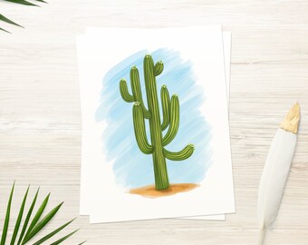 Cactus Card | Saguaro Cactus | Printable Card | Greeting Card | Blank Card | Sonoran Desert | Desert Card | INSTANT DOWNLOAD