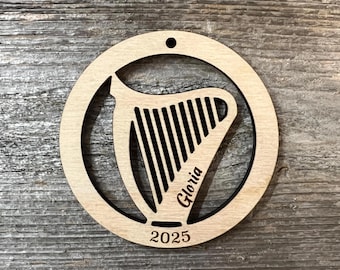 Harp Music Ornament - Personalized (2 Sizes Available!) - Read Description
