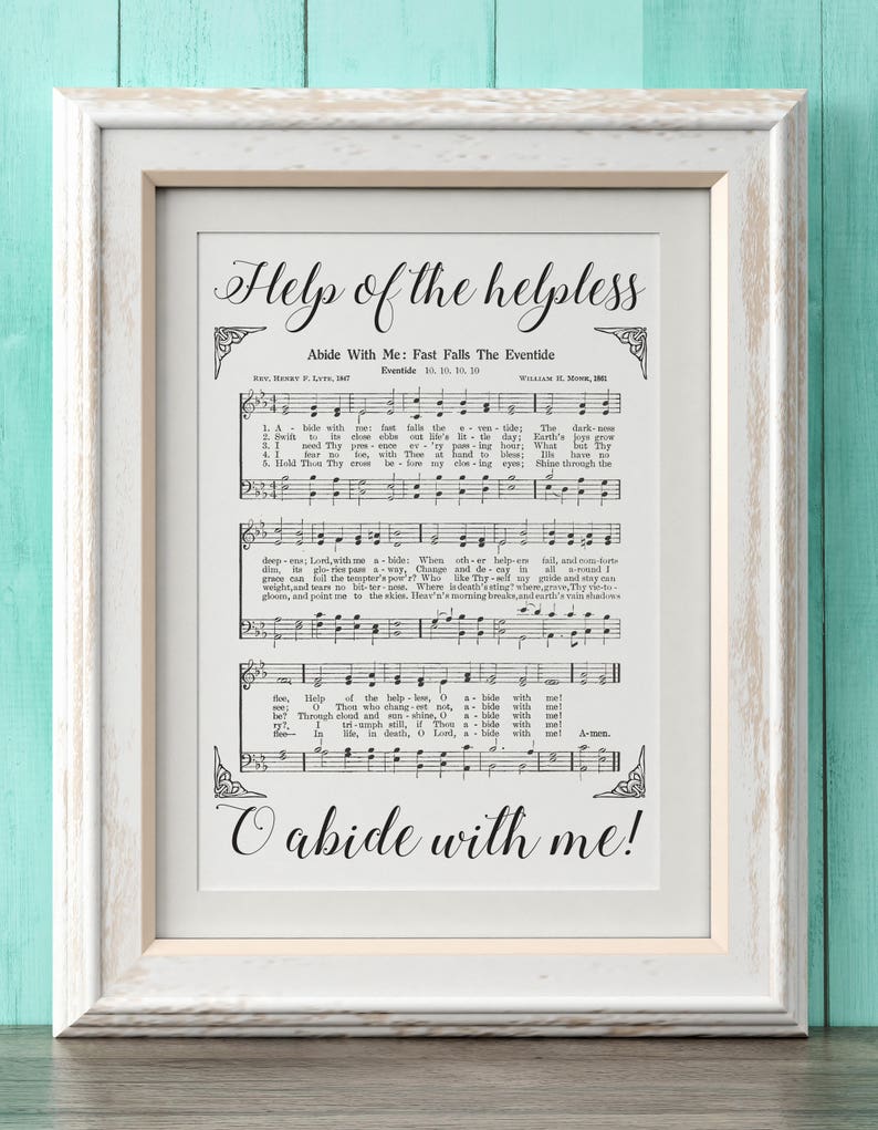 Abide With Me Hymn Print Hymn Art Hymnal Sheet Home - Etsy