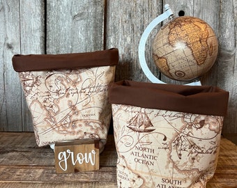 Fabric Baskets - Vintage Map