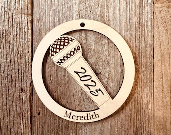 Singer Microphone Ornament - Personalized (3 Sizes Available!) - See Description