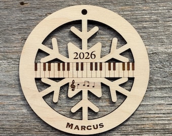 Snowflake Keyboard Piano Ornament Personalized (3 Sizes Available!) - See Description