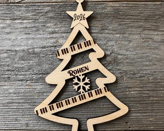 Christmas Tree Piano Music Ornament - Personalized - Read Description