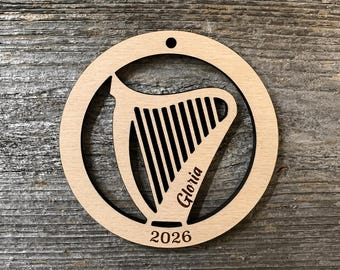 Harp Music Ornament - Personalized (2 Sizes Available!) - Read Description