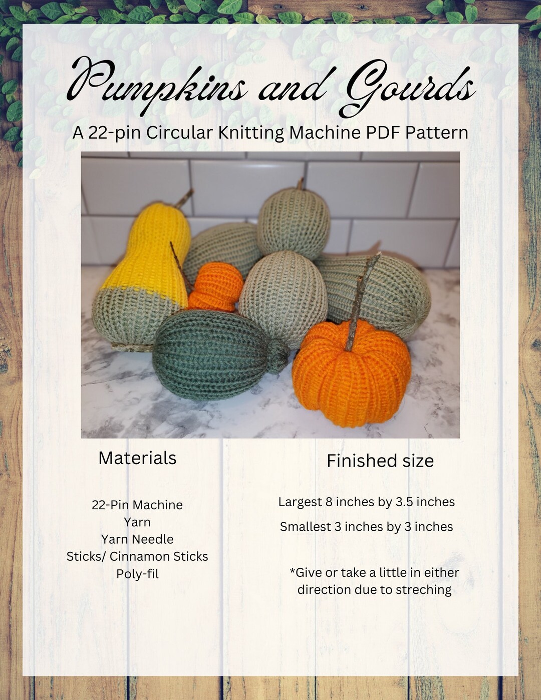 Pumpkins and Gourds - A 22-pin Circular Knitting Machine PDF Pattern - Etsy