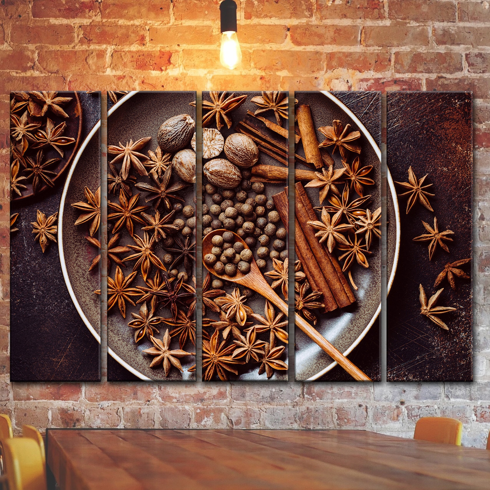 Brown spices Wall Art Decor Cinnamon Canvas Picture Print | Etsy