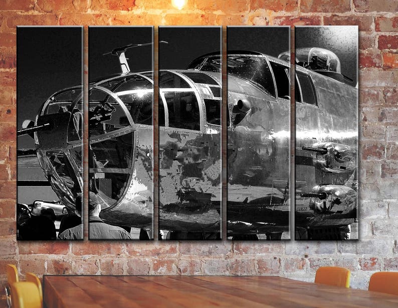 LARGE SET Airplane Wall Art on Canvas Panels WW2 B25 Aircraft Etsy UK