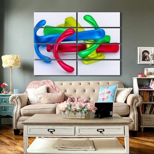 Colorful aluminium hooks canvas wall art print Shiny and rounded picture poster for Creative Space ,Creative theme painting 8p-70x100