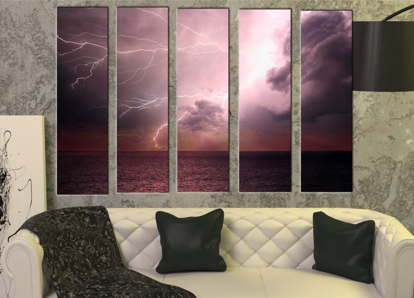 Large Sea Storm Wall Art Picture Painting on Canvas Panels Etsy