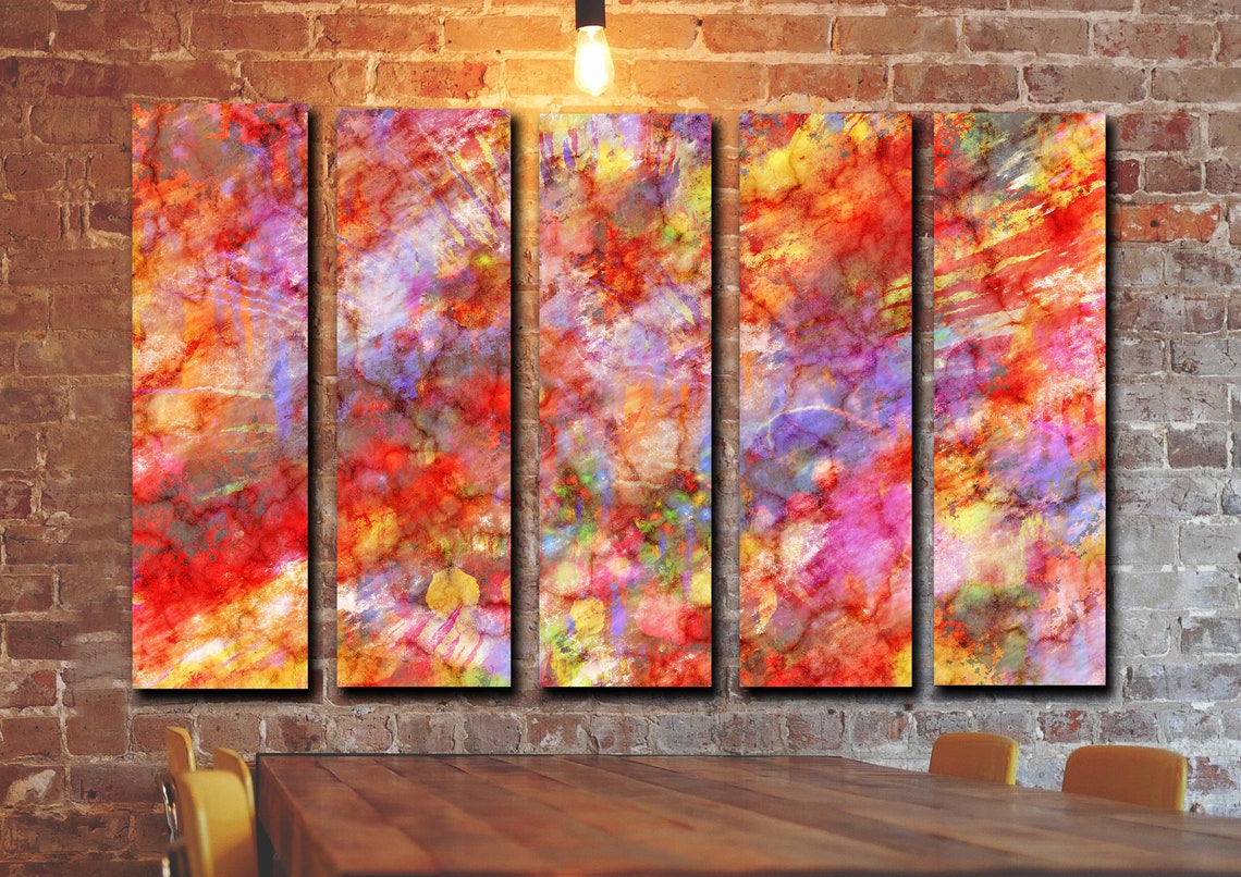 Colorful Abstraction Wall Art Decor Red and Orange Canvas Etsy