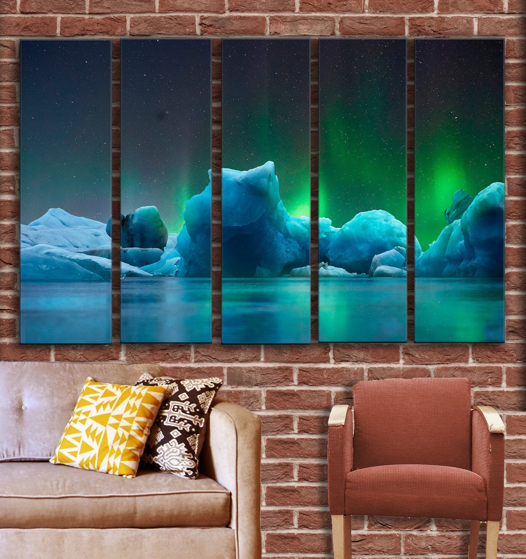Northern Lights Wall Art Decor Picture Nature Scenery Art Ice Etsy