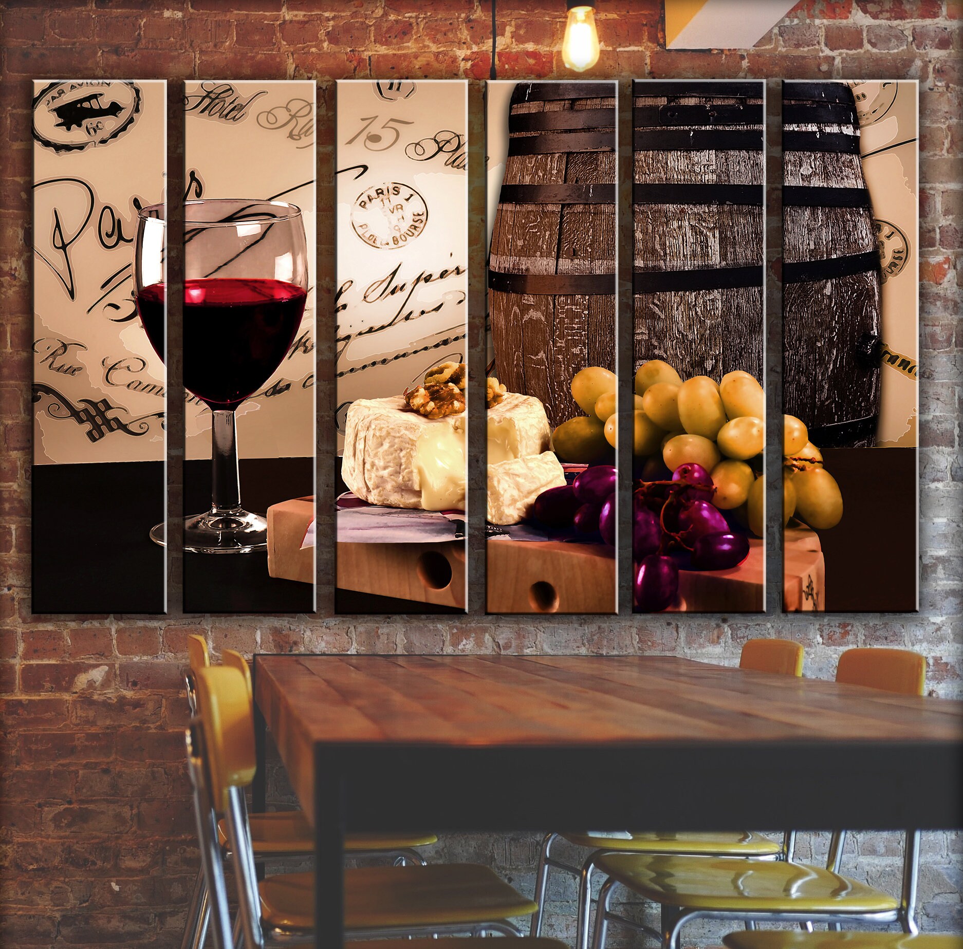 BIG SET Kitchen Wall Art With Wine Grape And Cheese Still Life Etsy