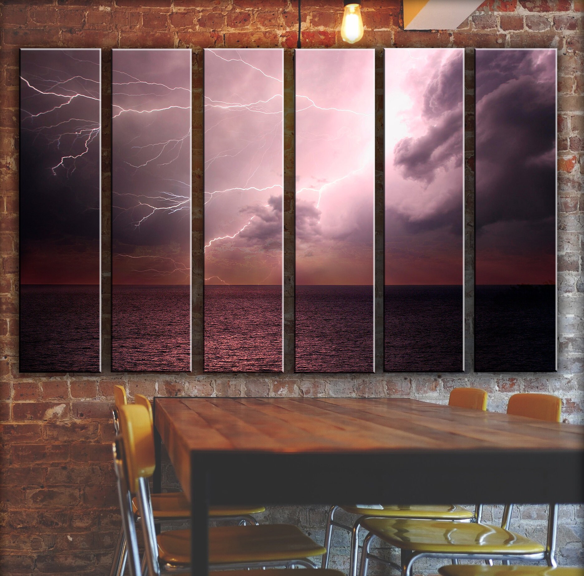 Large Sea Storm Wall Art Picture Painting on Canvas Panels Etsy