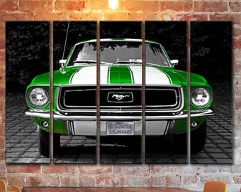 Vintage Classic Car Mustang Wall Art Picture / Muscle Car Painting / Vintage Car Wall Art Print Painting / Sport Car Picture /  Nursery Art