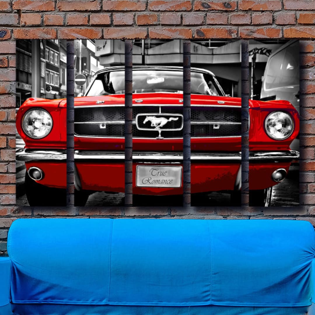 Classic Car Wall Art Print Vintage Mustang Picture on Canvas Retro ...
