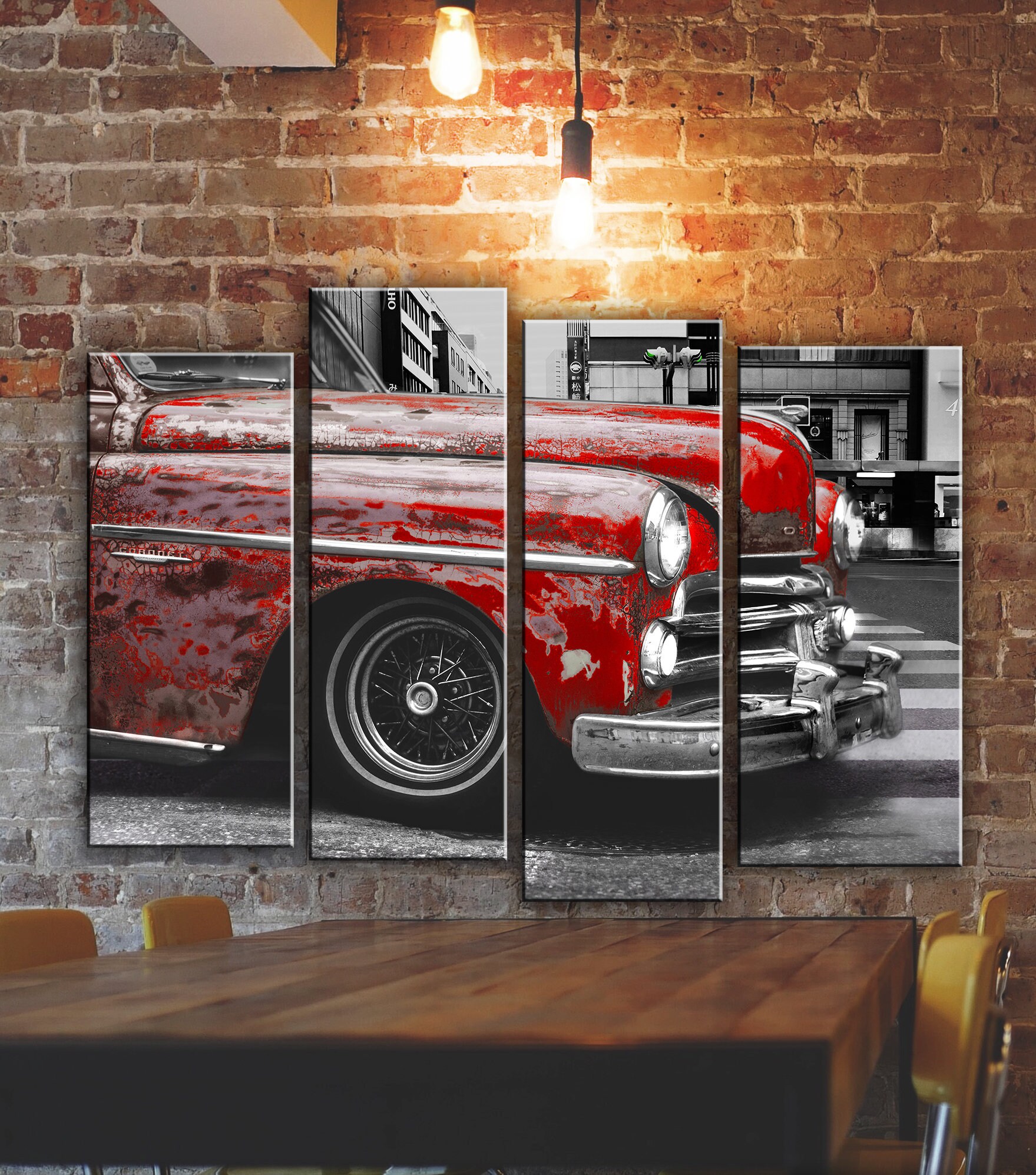 Big Set Vintage Car Wall Art Decor Picture Painting Poster Etsy