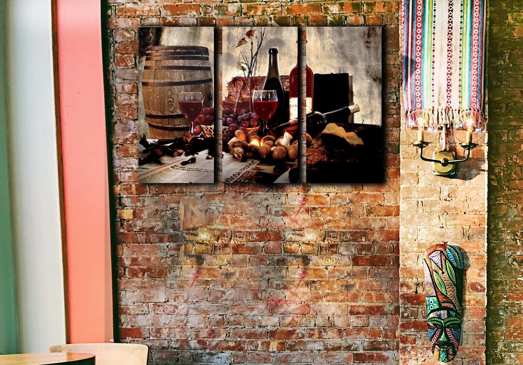 Wine Wall Art, Kitchen Art, Kitchen Prints, Wine Wall Decor Wall Art for Kitchen, Wine Barrel