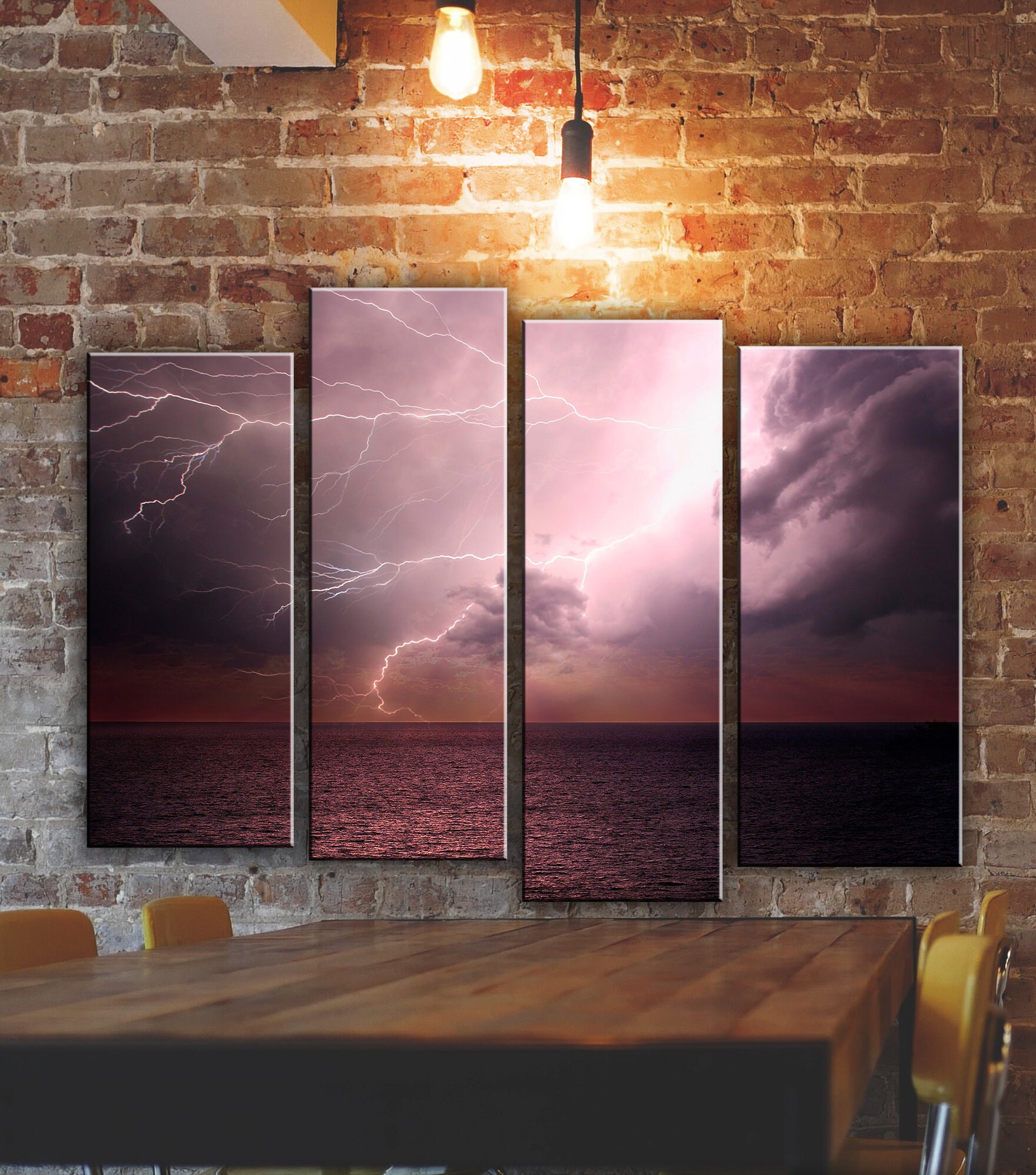 Large Sea Storm Wall Art Picture Painting on Canvas Panels Etsy