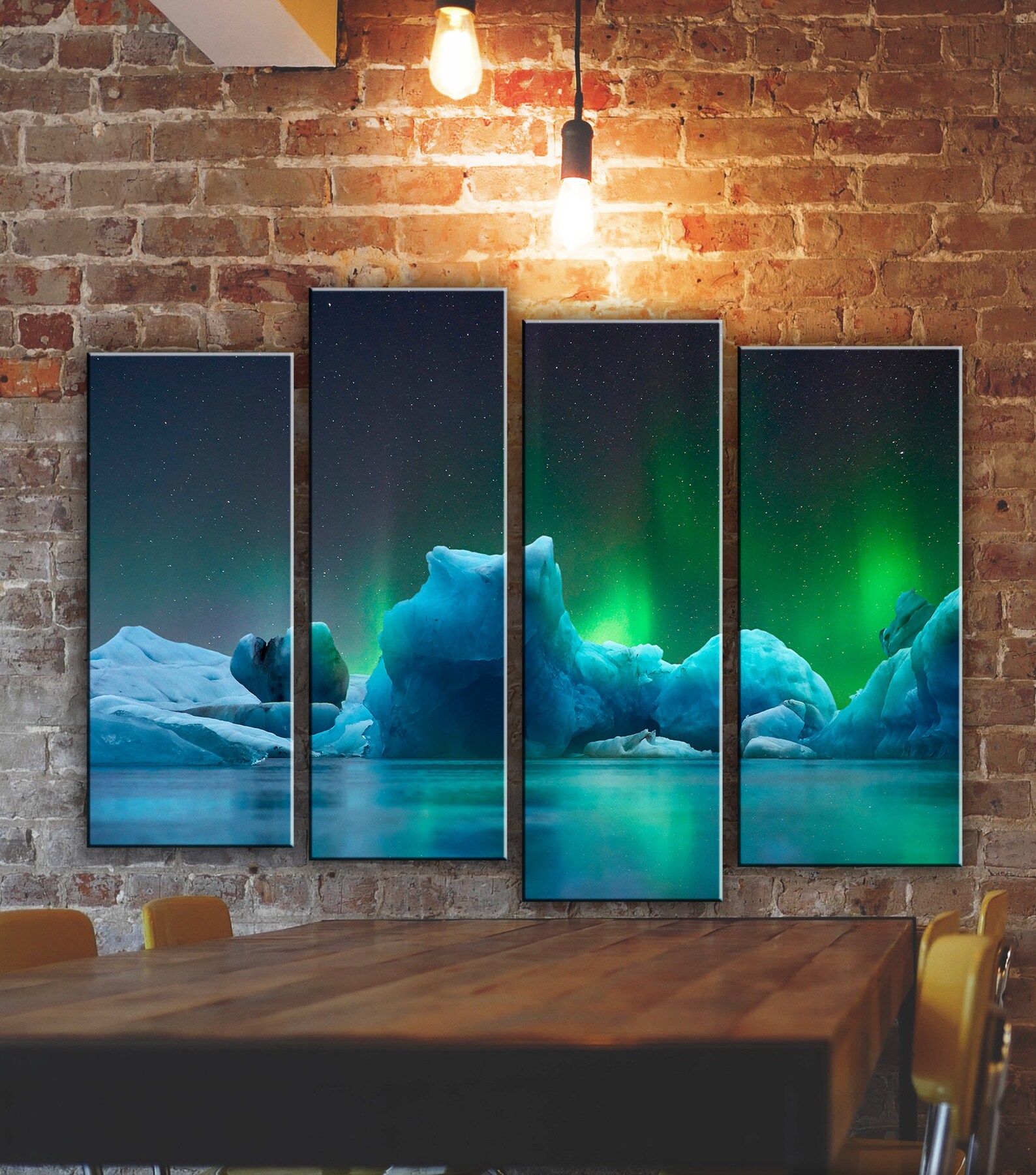 Northern Lights Wall Art Decor Picture Nature Scenery Art Ice Etsy