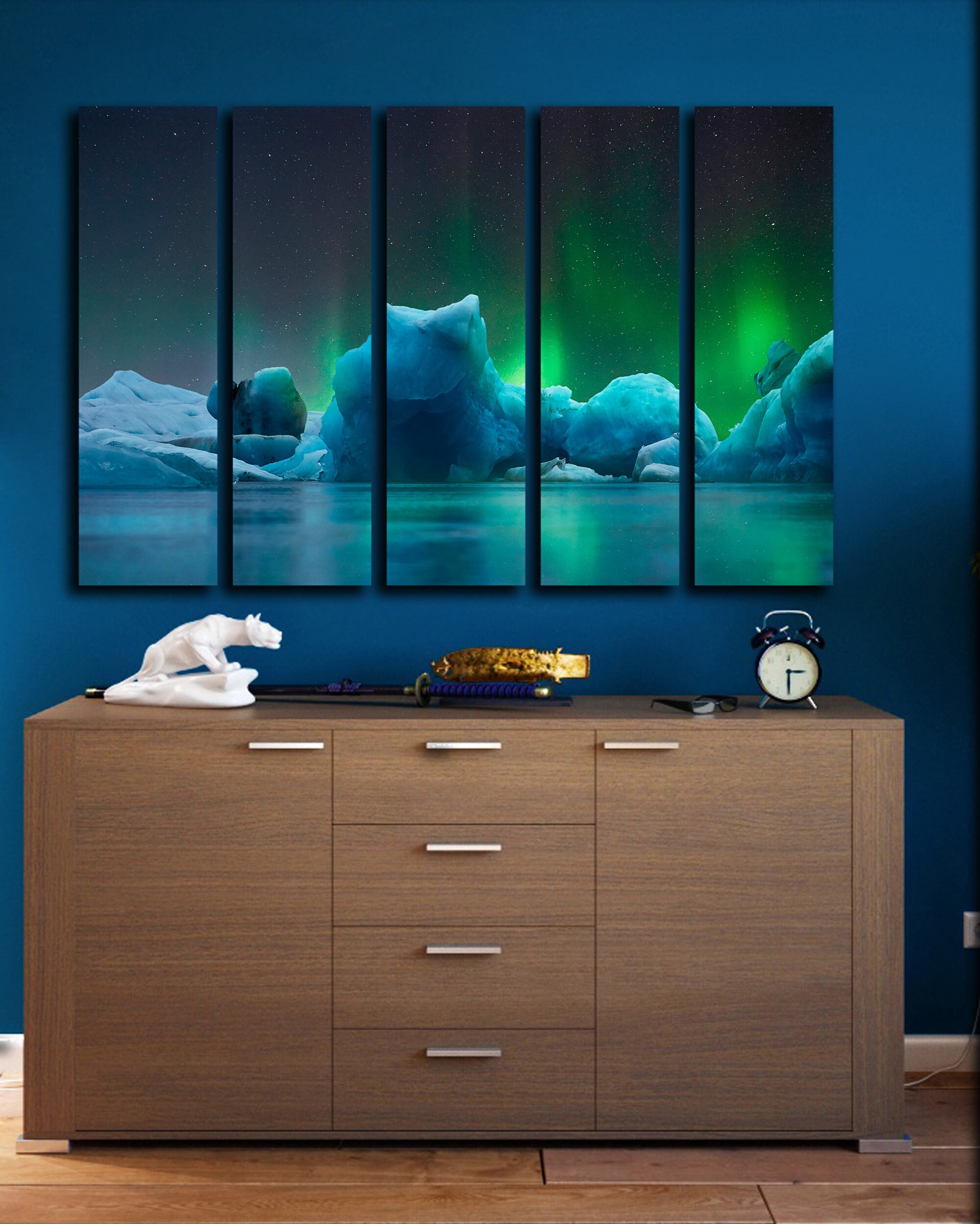 Northern Lights Wall Art Decor Picture Nature Scenery Art Ice | Etsy