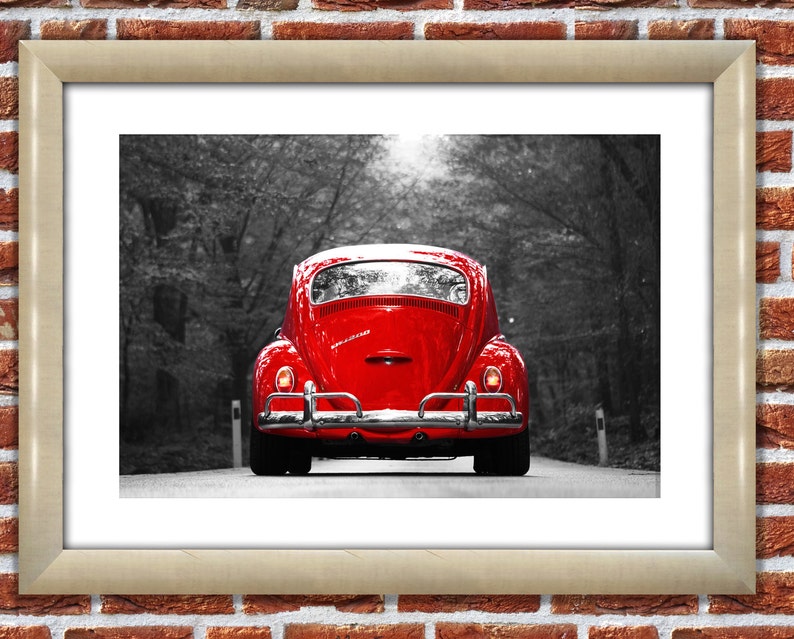 Volkswagen Vw Bug Beetle Framed Art Classic Car Print Poster Image 0