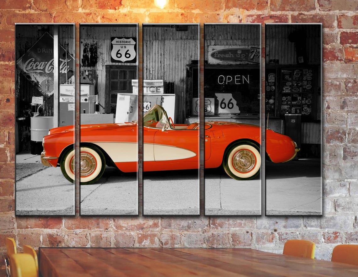 BIG SET OF 5 Panels Canvas Art Vintage Retro Classic Car Art Etsy