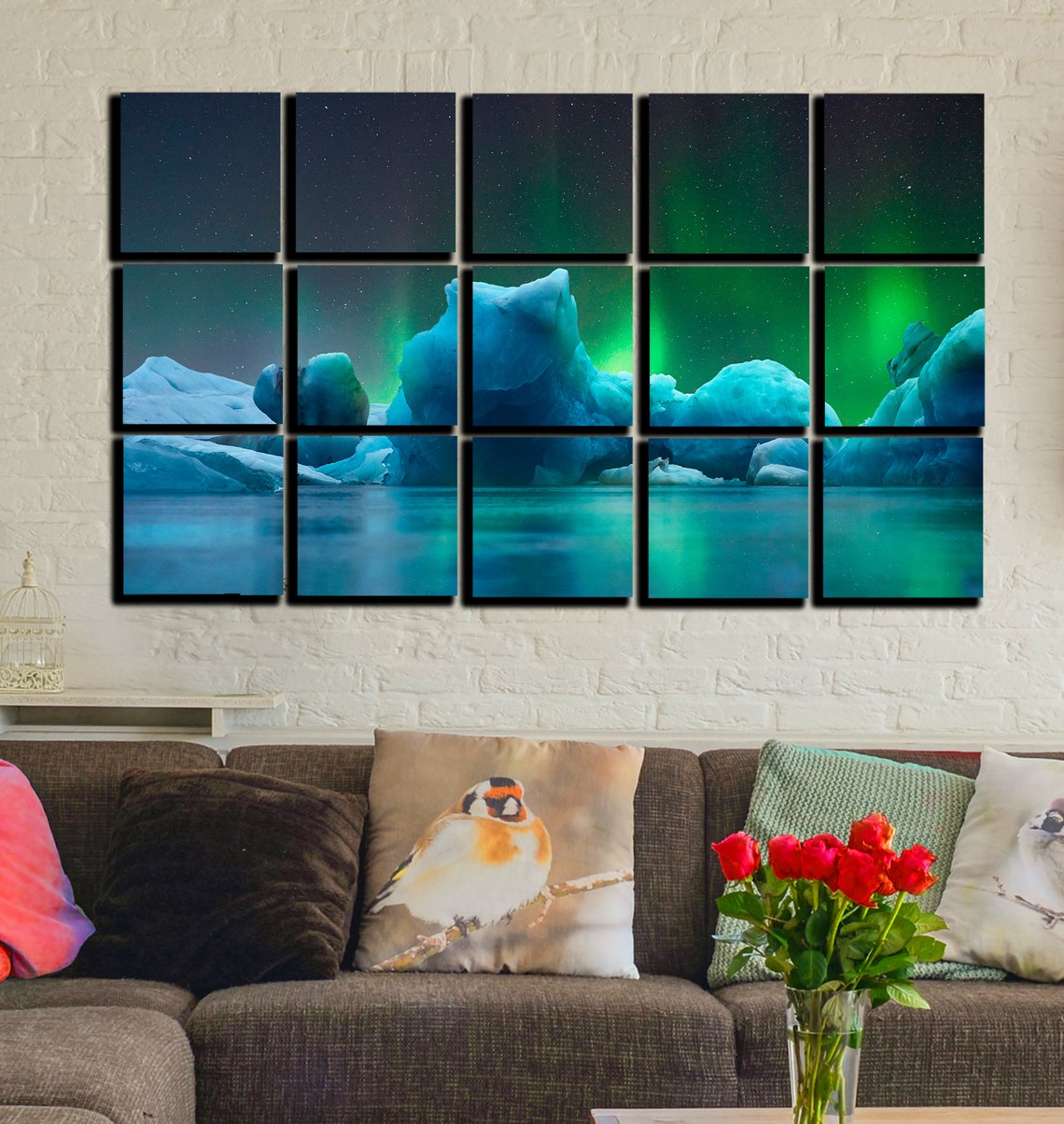 Northern Lights Wall Art Decor Picture Nature Scenery Art Ice | Etsy