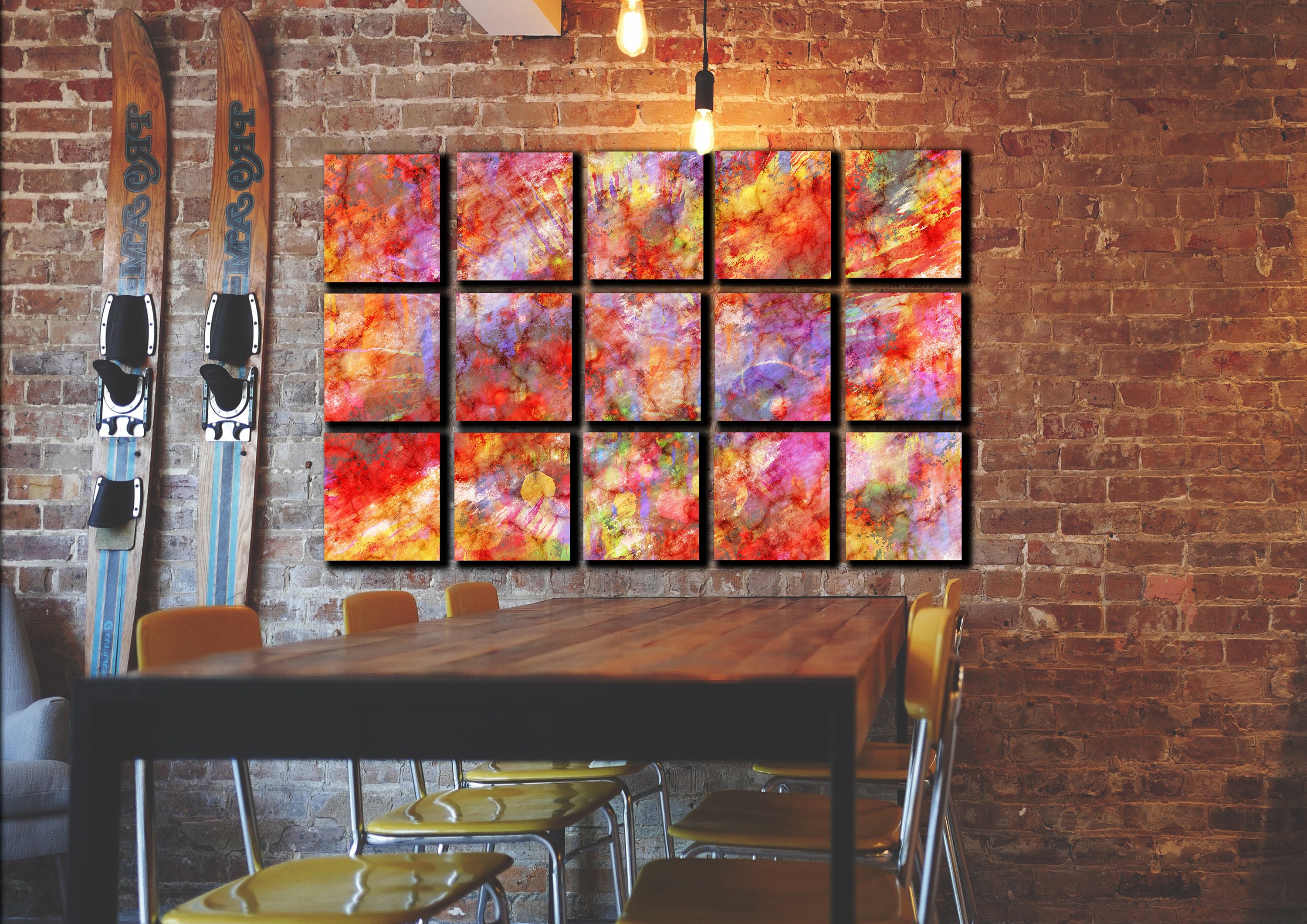 Colorful Abstraction Wall Art Decor Red and Orange Canvas Etsy