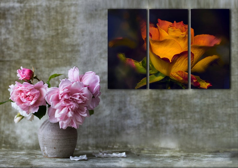 Flowers Themed Painting Rose gift Wall Art Decor Queen of flowers Canvas Picture Print Poster for Living Room Bedroom