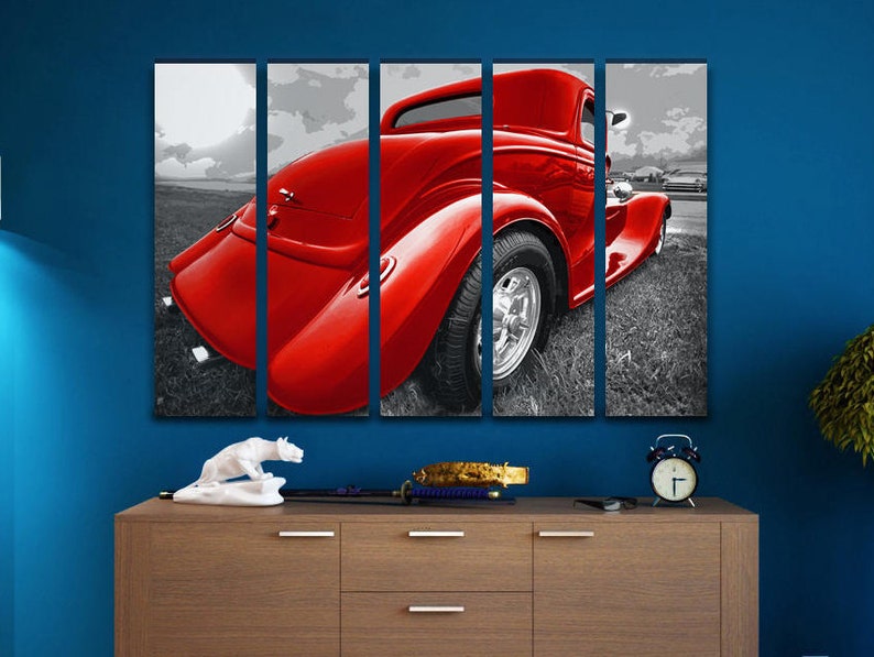 Hot Rod Wall Art Red Classic Wall Canvas Art Vintage Retro Car Etsy UK