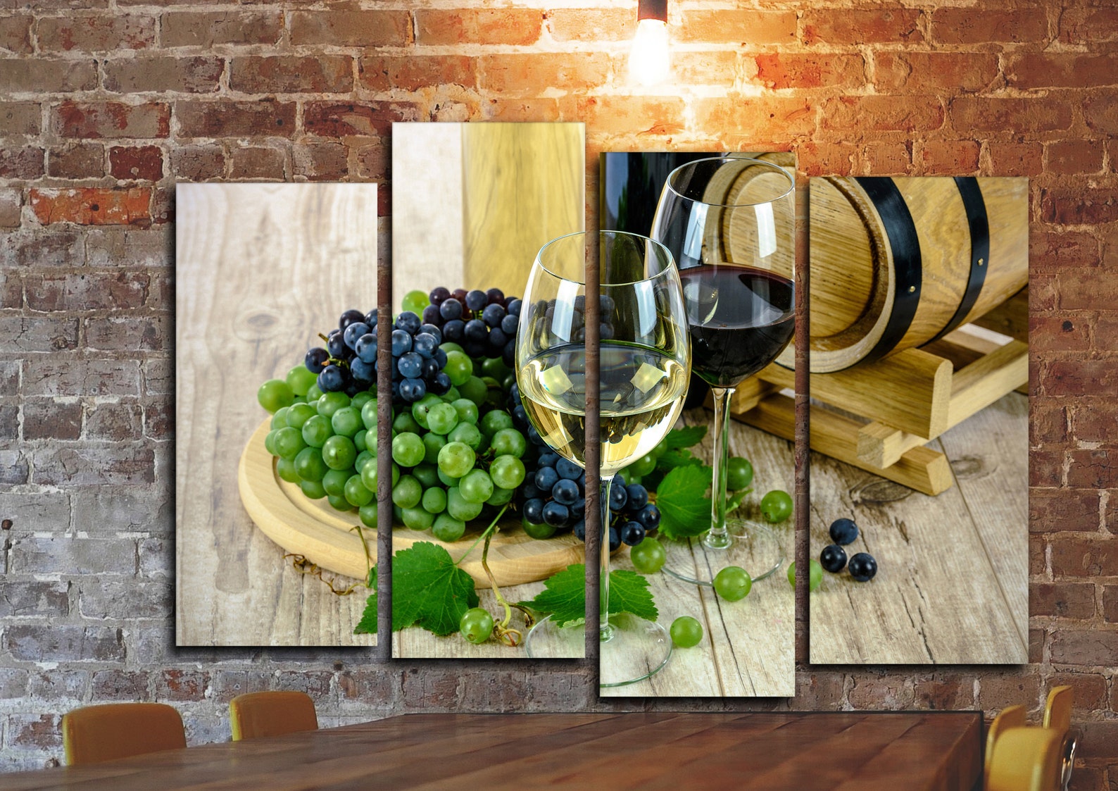 Kitchen Wine Wall Canvas Art Grape Winery White Red Wine Etsy