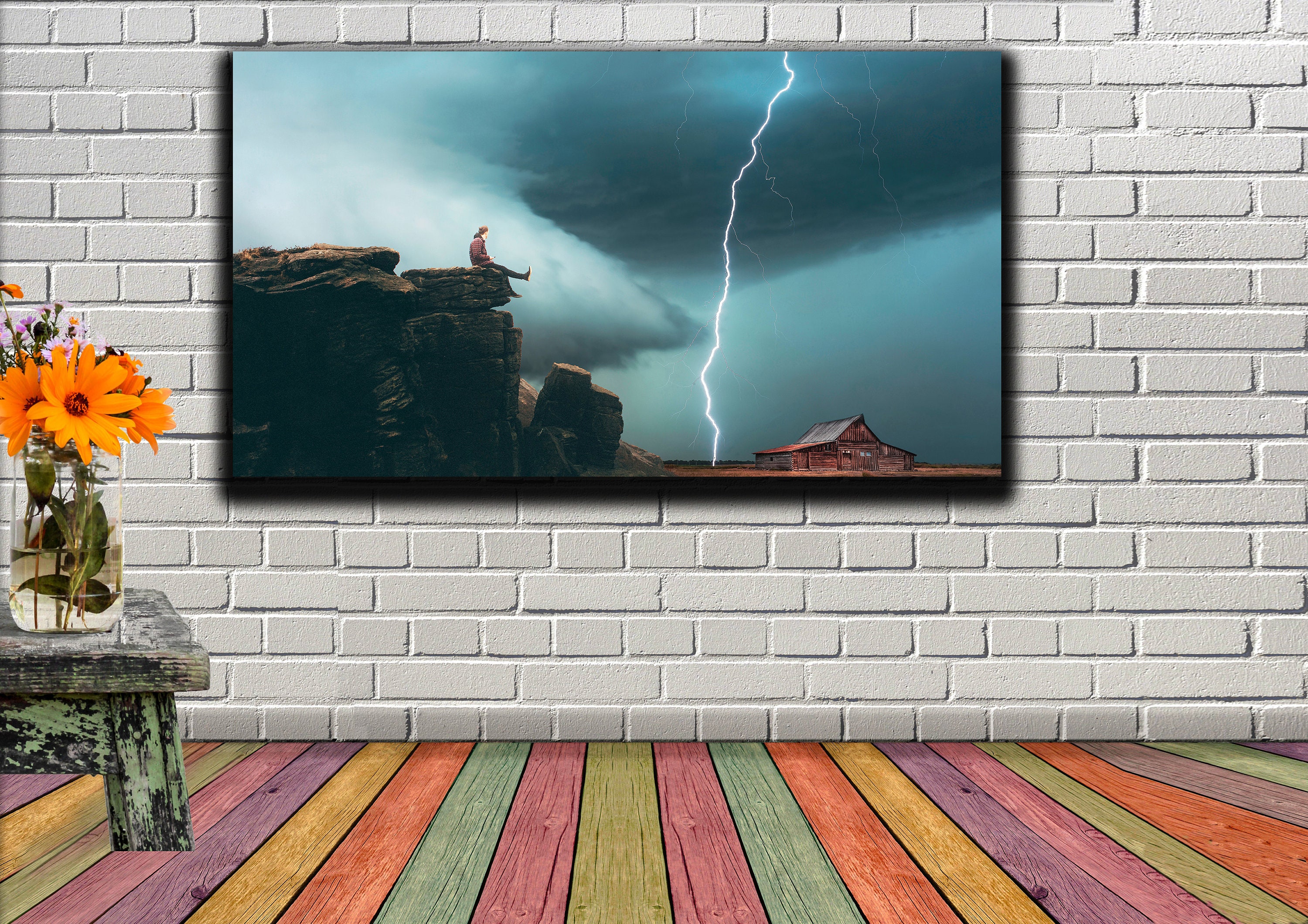 1 Piece blue storm Wall Art Decor lightning and thunder Etsy