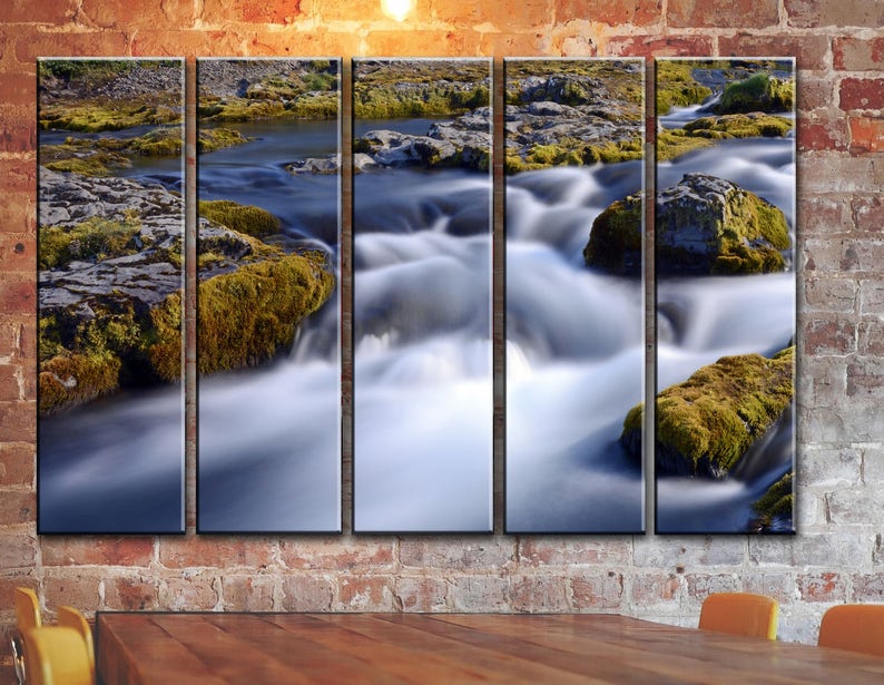 Toile De Panneaux De Toile Murale Art Rivière De Montagne Qui Etsy