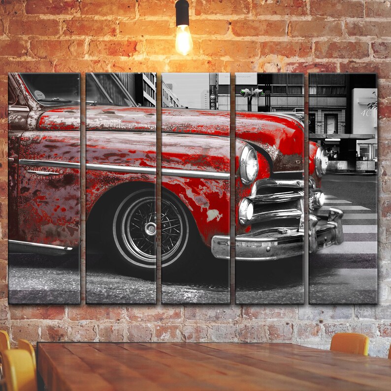Big Set Vintage Car Wall Art Decor Picture Painting Poster Etsy