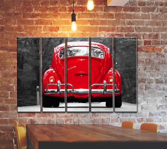 Big Set Multi Panel Vw Volkswagen Beetle Bug Wall Art Canvas Etsy