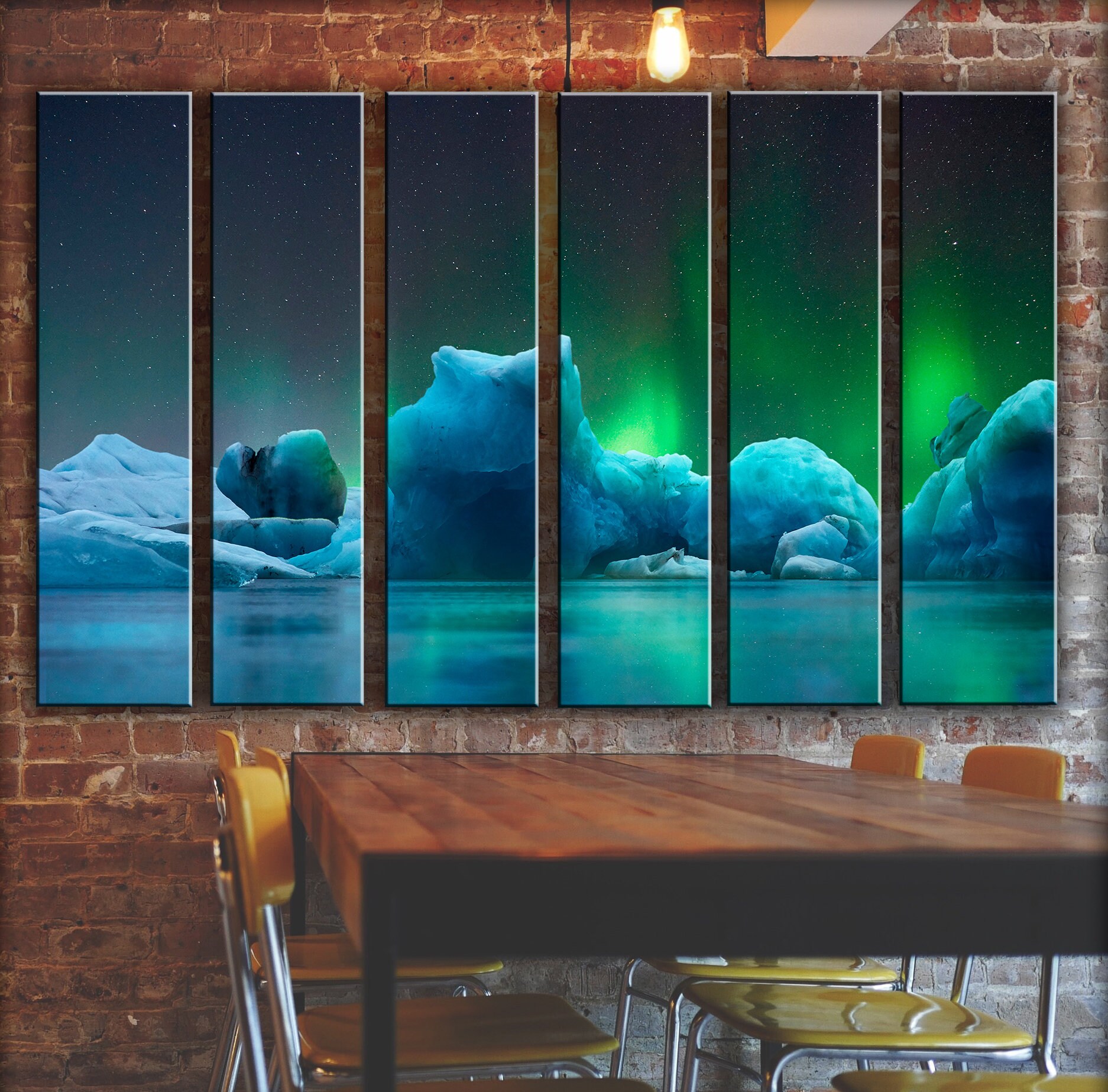 Northern Lights Wall Art Decor Picture Nature Scenery Art Ice Etsy