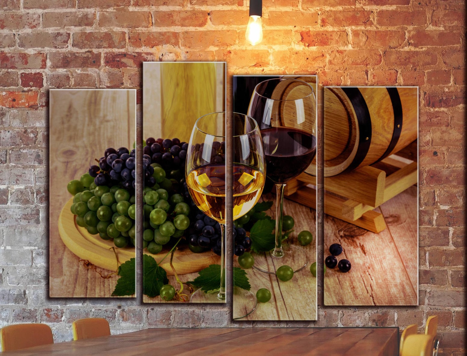 Kitchen Wine Wall Canvas Art Grape Winery White Red Wine Etsy