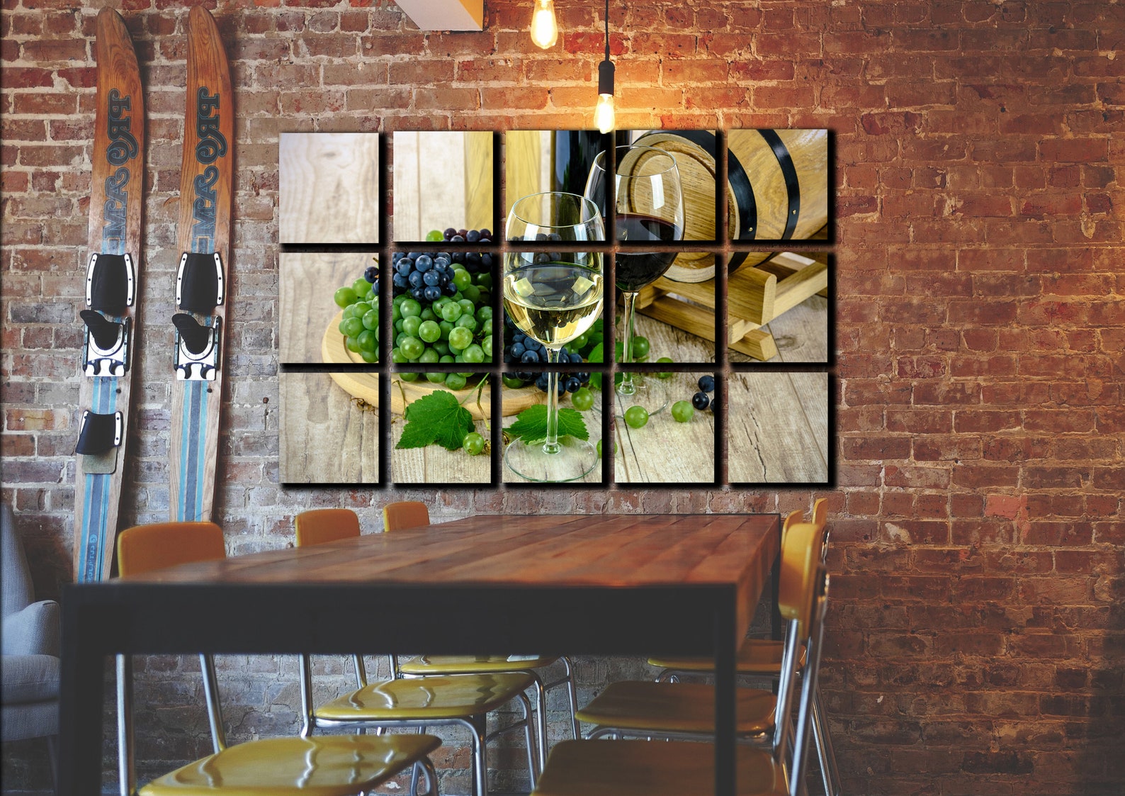 Kitchen Wine Wall Canvas Art Grape Winery White Red Wine Etsy