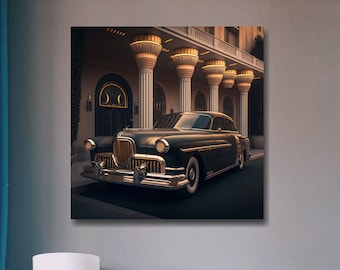 Luxury American Car canvas wall art print Antique vehicle picture poster for Wall , Vintage Car theme art, image by ESTLAGUNA