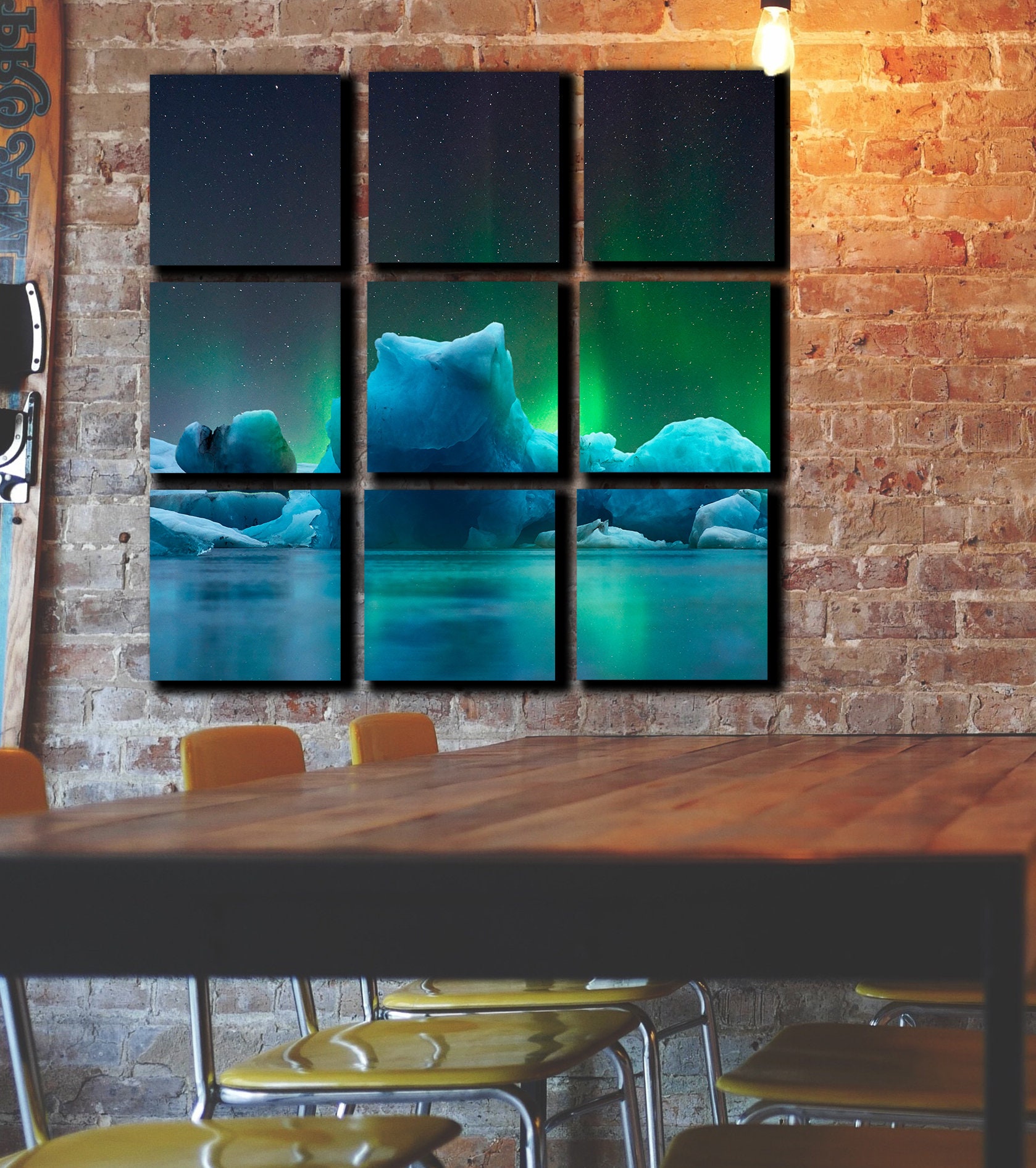 Northern Lights Wall Art Decor Picture Nature Scenery Art Ice | Etsy