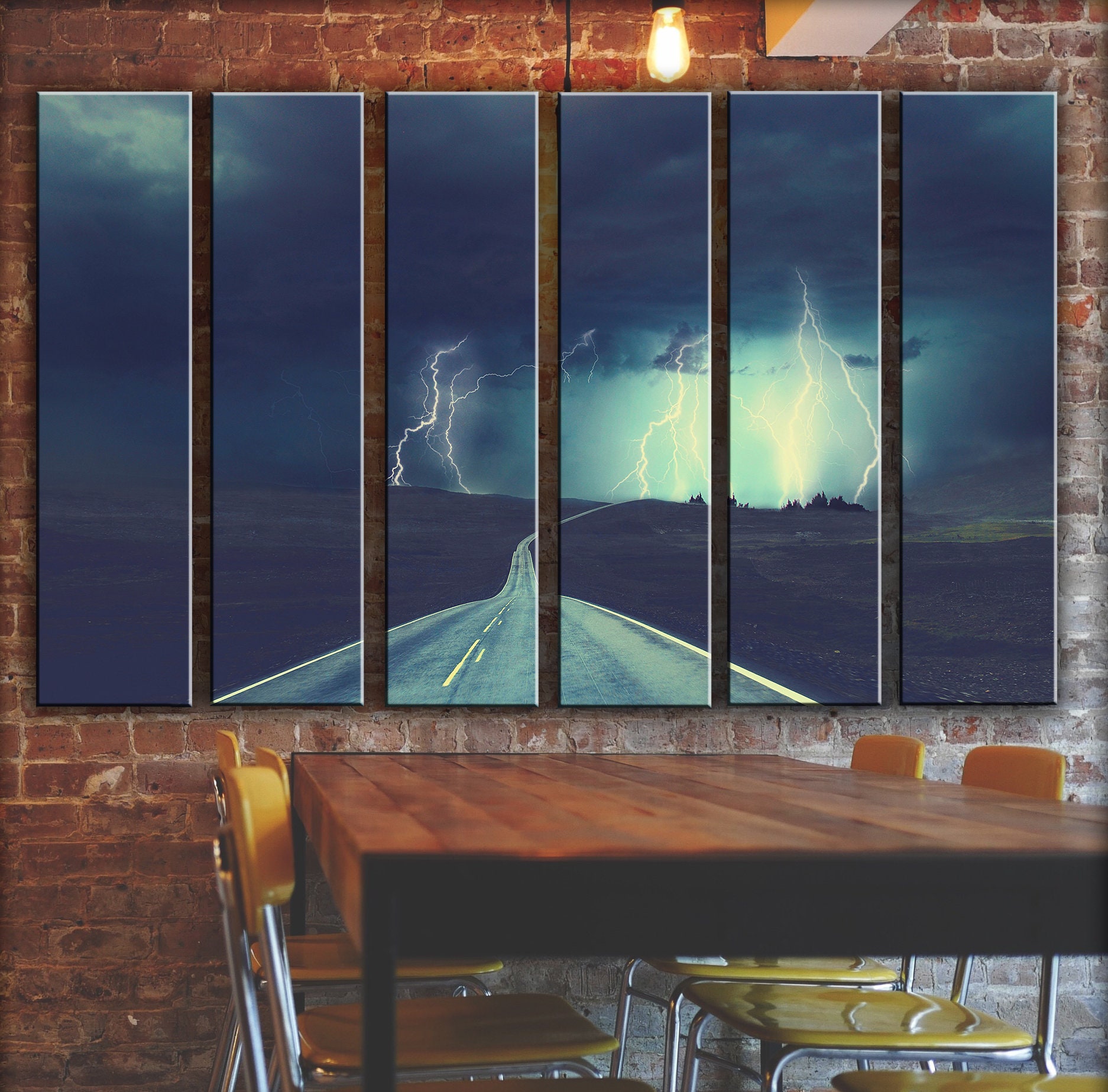 Road Storm Wall Art Decor Lightning Canvas Picture Print Etsy UK