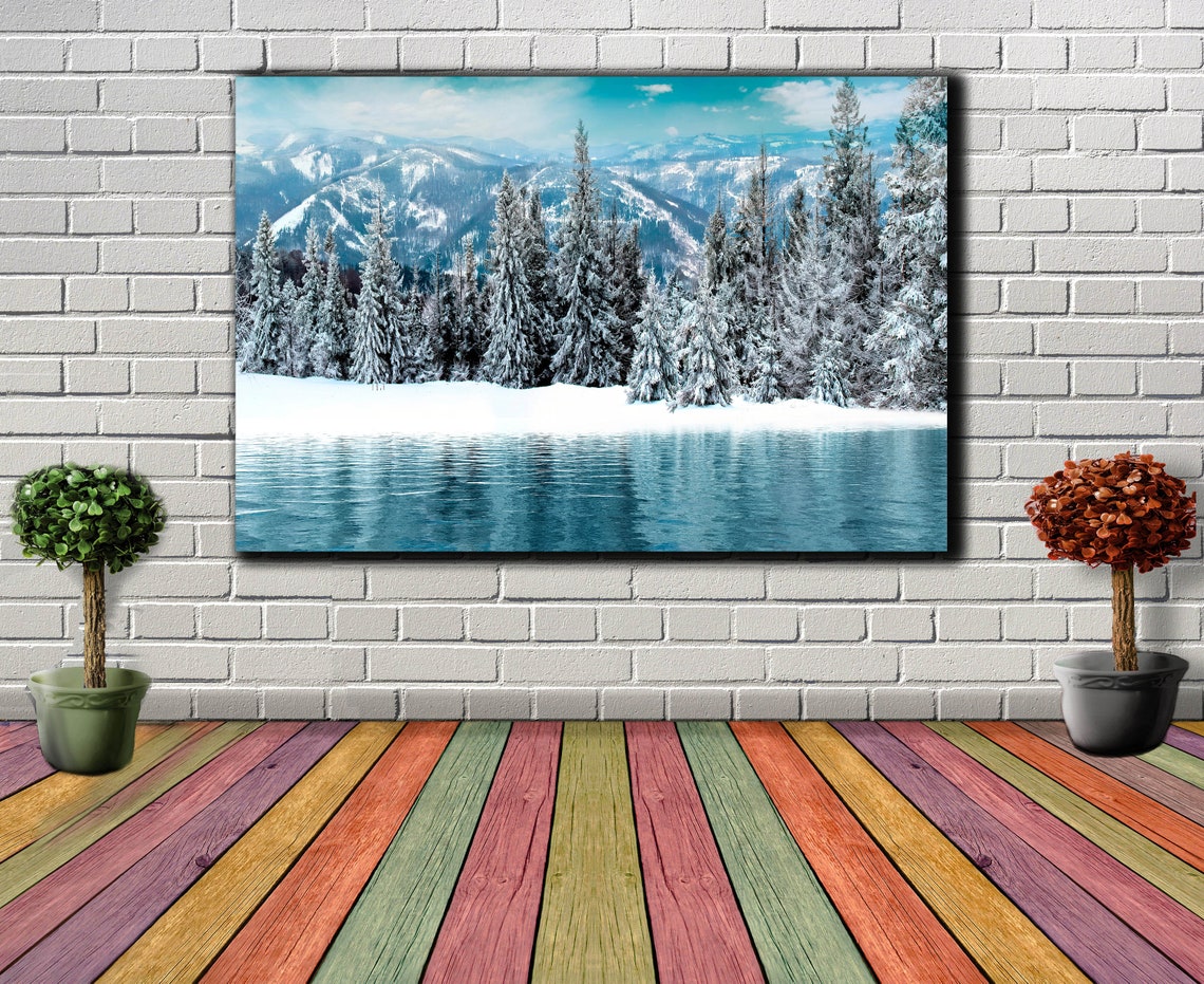 1 Piece winter lake Wall Art Decor lake Canvas Picture Print Etsy
