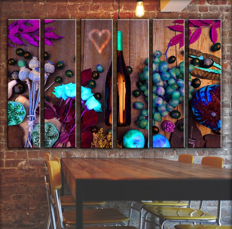 Colorful Wine Wall Art Picture for Kitchen Still Life Wall Etsy