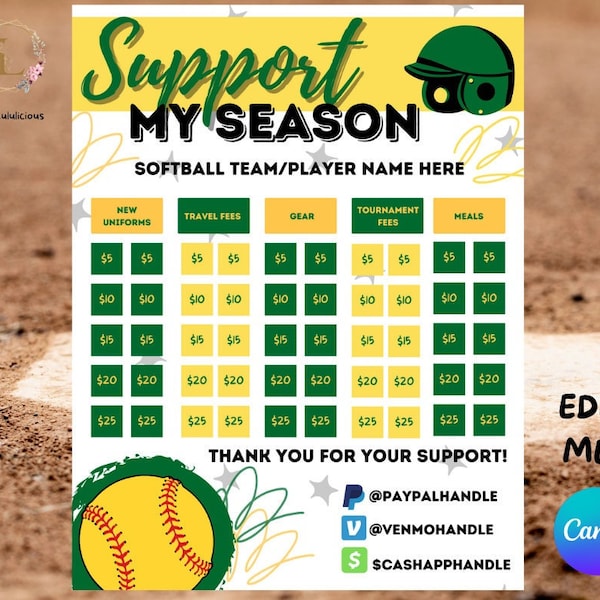 SOFTBALL FUNDRAISER | Support My Season | Sponsor My Season | Pick Your Price | Calendar | Softball Team, Player