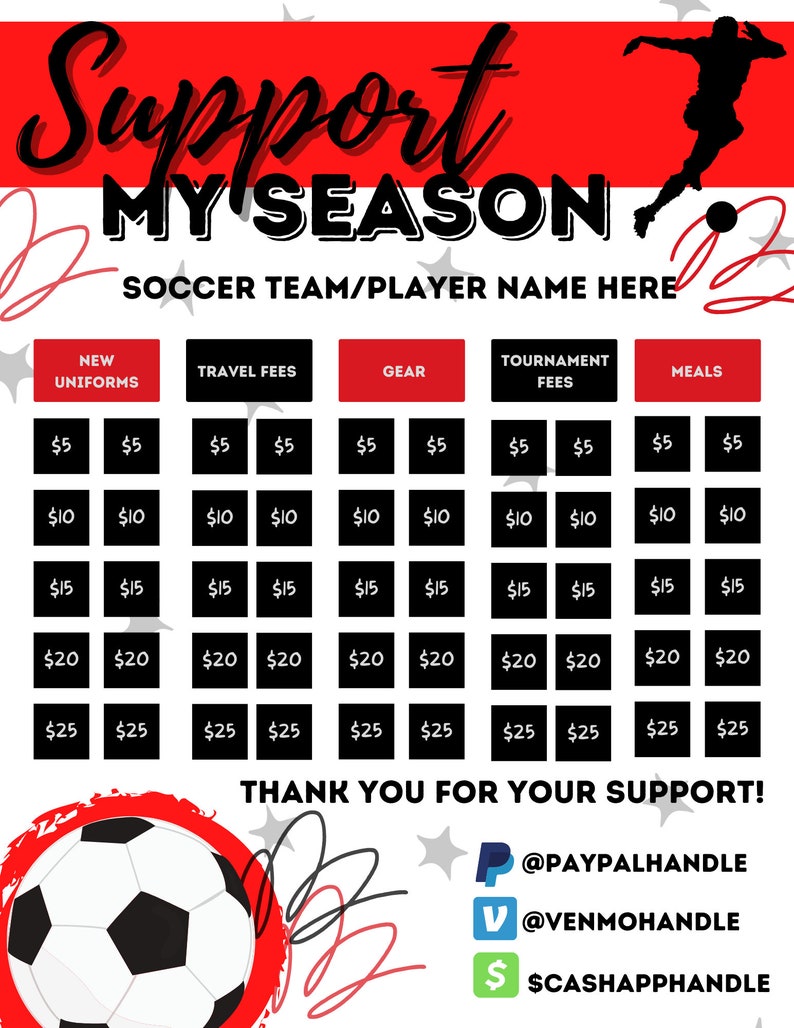 EDITABLE Soccer Fundraiser Template, Support My Season, Fundraiser