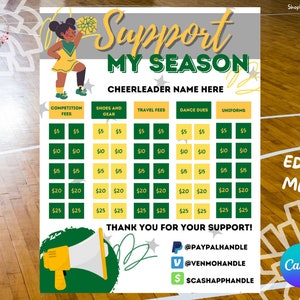 CHEER FUNDRAISER - Editable template - Sponsor My Season - Little League - Mascot - Cheerleader - High School - Junior High